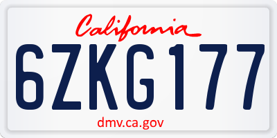 CA license plate 6ZKG177