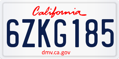 CA license plate 6ZKG185