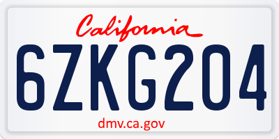 CA license plate 6ZKG204