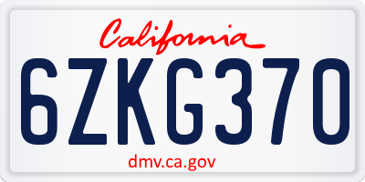 CA license plate 6ZKG370