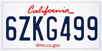 CA license plate 6ZKG499