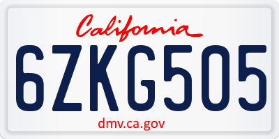 CA license plate 6ZKG505