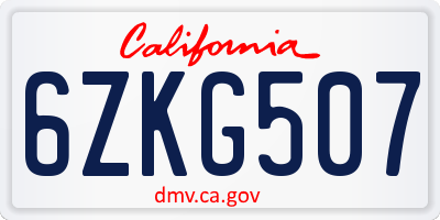 CA license plate 6ZKG507