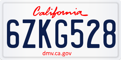 CA license plate 6ZKG528