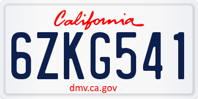 CA license plate 6ZKG541