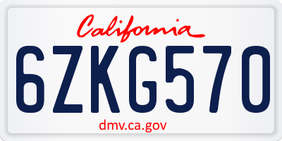 CA license plate 6ZKG570