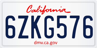 CA license plate 6ZKG576