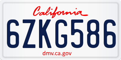 CA license plate 6ZKG586