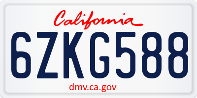 CA license plate 6ZKG588