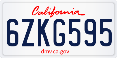 CA license plate 6ZKG595
