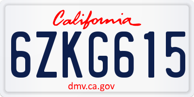 CA license plate 6ZKG615