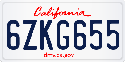 CA license plate 6ZKG655