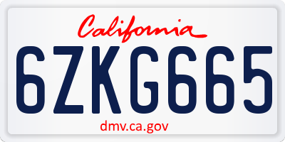CA license plate 6ZKG665