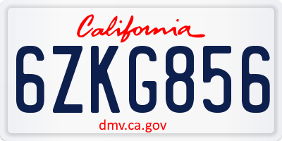 CA license plate 6ZKG856