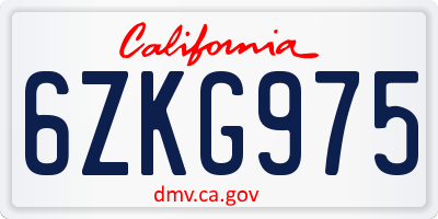CA license plate 6ZKG975