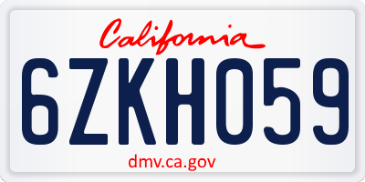 CA license plate 6ZKH059