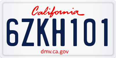 CA license plate 6ZKH101
