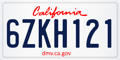 CA license plate 6ZKH121