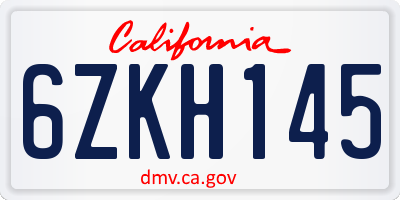 CA license plate 6ZKH145