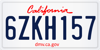 CA license plate 6ZKH157
