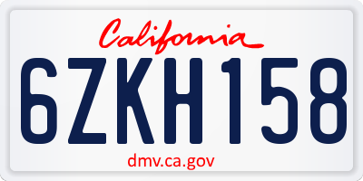 CA license plate 6ZKH158