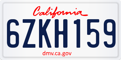 CA license plate 6ZKH159