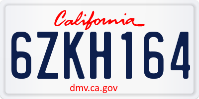CA license plate 6ZKH164