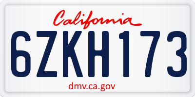 CA license plate 6ZKH173