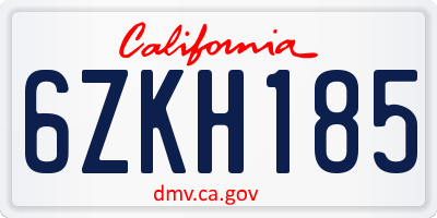 CA license plate 6ZKH185