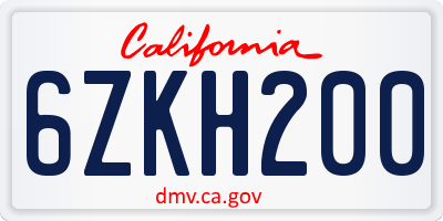 CA license plate 6ZKH200