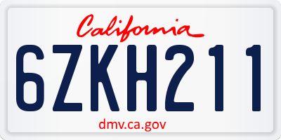 CA license plate 6ZKH211