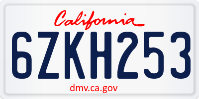 CA license plate 6ZKH253