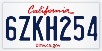 CA license plate 6ZKH254