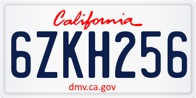 CA license plate 6ZKH256