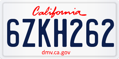 CA license plate 6ZKH262