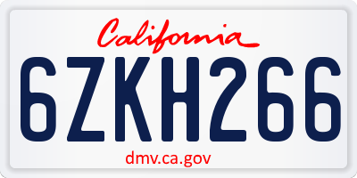CA license plate 6ZKH266