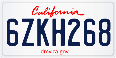 CA license plate 6ZKH268