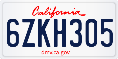CA license plate 6ZKH305