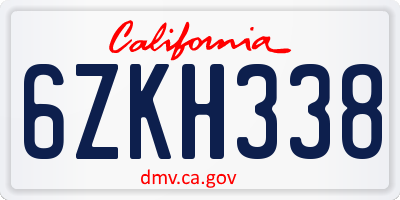 CA license plate 6ZKH338