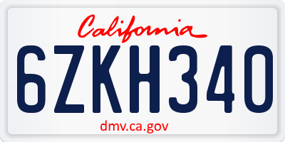 CA license plate 6ZKH340