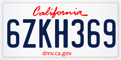 CA license plate 6ZKH369