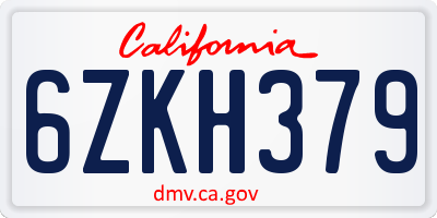 CA license plate 6ZKH379