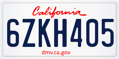 CA license plate 6ZKH405