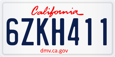 CA license plate 6ZKH411