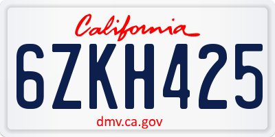 CA license plate 6ZKH425