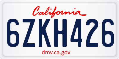 CA license plate 6ZKH426