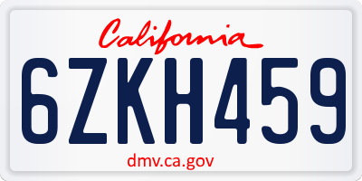 CA license plate 6ZKH459