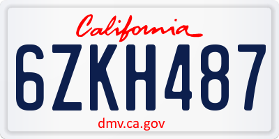 CA license plate 6ZKH487