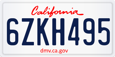 CA license plate 6ZKH495