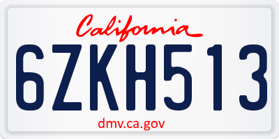 CA license plate 6ZKH513